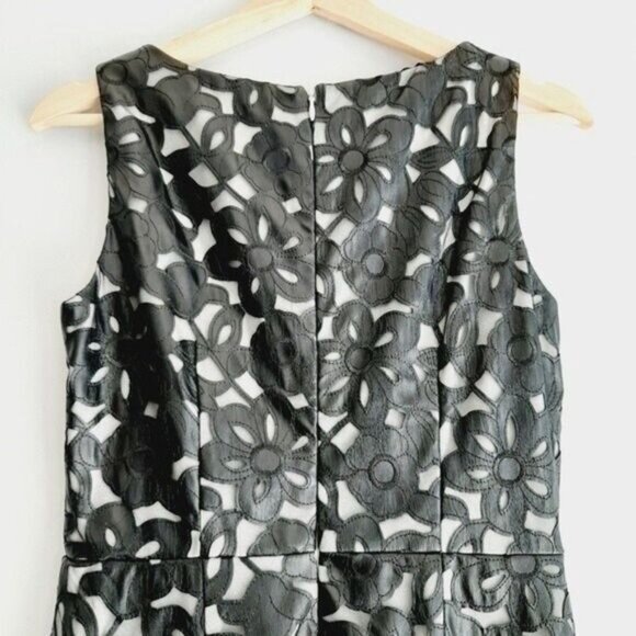 CALVIN KLEIN Floral Faux Leather Lace Sheath Dress SZ 4 - Picture 8 of 12